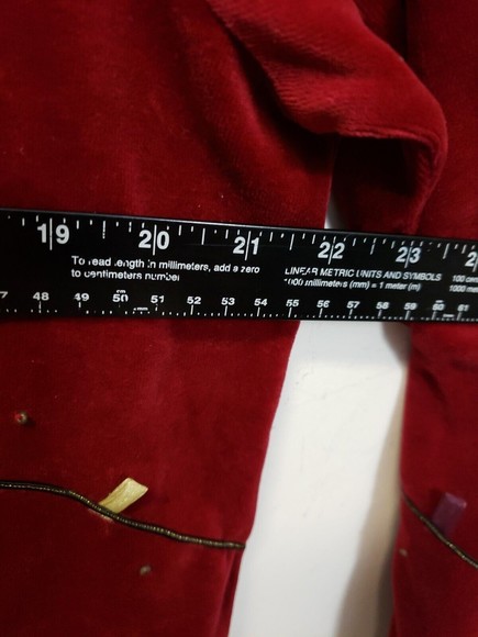 Susan Bristol Vintage Velour Rose Applique Red sz Lg Long Sleeve beads - Picture 6 of 7